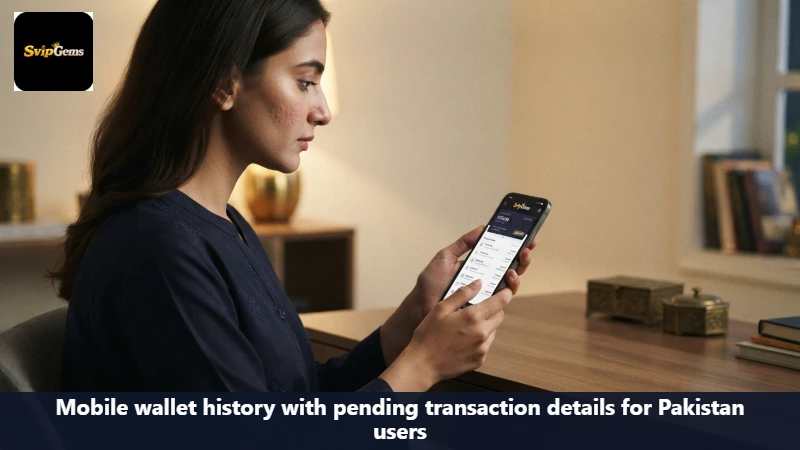 Mobile wallet history with pending transaction details for Pakistan users
